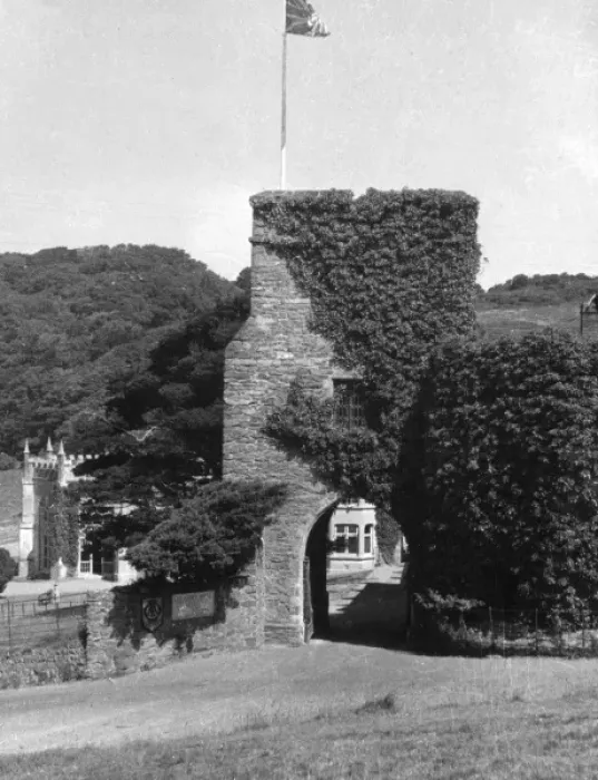 Framed Print : LEE ABBEY. The gateway to Lee Abbey, Lyton, north Devon, England. Date: Medieval Framed Print : LEE ABBEY. The gateway to Lee Abbey, Lyton, north Devon, England. Date: Medieval