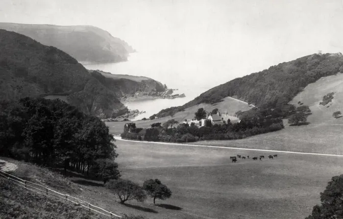 Framed Print : Lee Abbey and Bay, Devon Framed Print : Lee Abbey and Bay, Devon