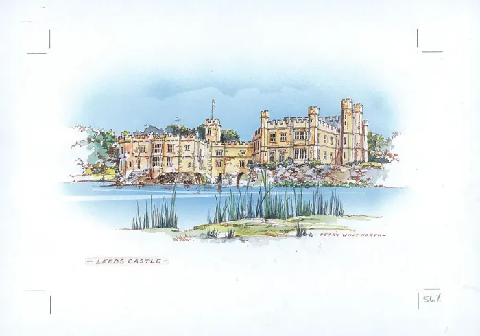 Framed Print : Leeds Castle Landscape scene England Watercolour Framed Print : Leeds Castle Landscape scene England Watercolour