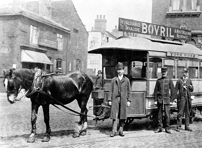 Framed Print : Leeds York Road - horse-drawn tram Framed Print : Leeds York Road - horse-drawn tram
