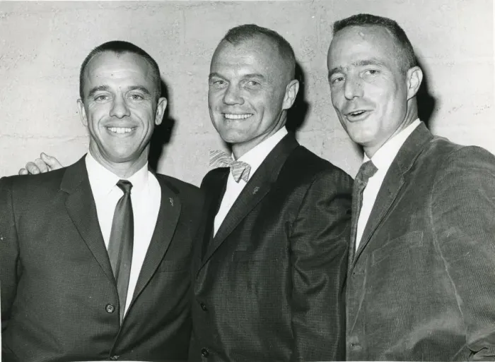 Framed Print : From left: Alan Shepard Jnr, John Glenn and Malcolm Sco? Framed Print : From left: Alan Shepard Jnr, John Glenn and Malcolm Sco?