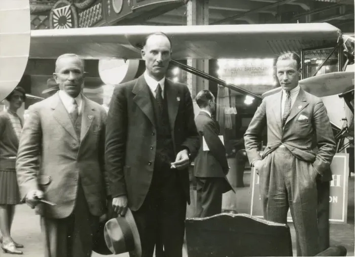 Framed Print : From left: C. C. Walker, Geoffrey de Havilland and Thom(?) Framed Print : From left: C. C. Walker, Geoffrey de Havilland and Thom(?)