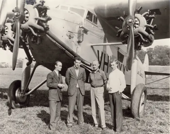 Framed Print : From left: Charles Ulm, P G Taylor and crew Framed Print : From left: Charles Ulm, P G Taylor and crew