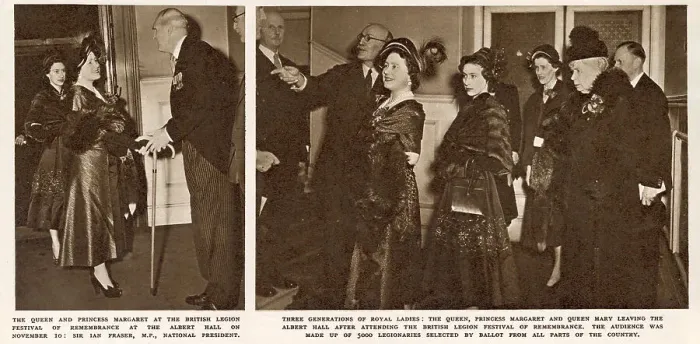 Framed Print : (left) Queen Elizabeth and Princess Margaret meeting the President of the British Legion Sir Ian Fraser on the occasion of the The Festival of Remembrance held at the Royal Albert Hall Framed Print : (left) Queen Elizabeth and Princess Margaret meeting the President of the British Legion Sir Ian Fraser on the occasion of the The Festival of Remembrance held at the Royal Albert Hall
