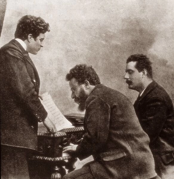 From left to right, the composers Pietro Mascagni, Albero Fr