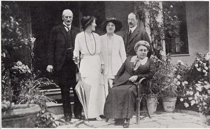 Framed Print : From left to right, Lord Waleran, Mrs C. N. Williamson (Alice), Lady Waleran, Lady Watts, and Mr C. N. (Charles Norris) Williamson in the Williamson's beautiful villa at Cabbe-Roquebrune, near Monte Carlo. C.N Framed Print : From left to right, Lord Waleran, Mrs C. N. Williamson (Alice), Lady Waleran, Lady Watts, and Mr C. N. (Charles Norris) Williamson in the Williamson's beautiful villa at Cabbe-Roquebrune, near Monte Carlo. C.N