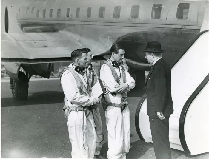 Framed Print : From left: Test pilots Joseph Harold ?Jimmy? Orrell and? Framed Print : From left: Test pilots Joseph Harold ?Jimmy? Orrell and?