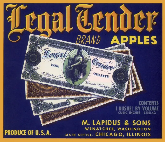 Framed Print : Legal Tender Label Framed Print : Legal Tender Label