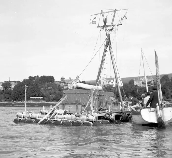 Framed Print : L'egare II - North Atlantic expedition raft, at Falmouth Framed Print : L'egare II - North Atlantic expedition raft, at Falmouth