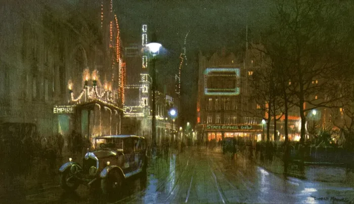 Framed Print : Leicester Square, London, by night 1926 Framed Print : Leicester Square, London, by night 1926
