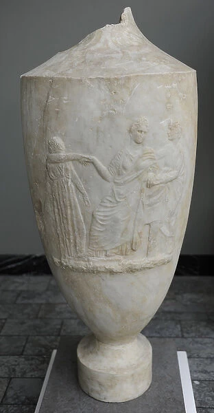 Lekythos with reliefs depicting a goodbye with three women
