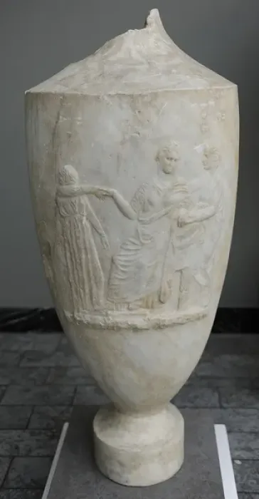 Framed Print : Lekythos with reliefs depicting a goodbye with three women Framed Print : Lekythos with reliefs depicting a goodbye with three women