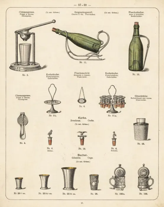 Framed Print : Lemon press, port basket, cork holder, etc Framed Print : Lemon press, port basket, cork holder, etc