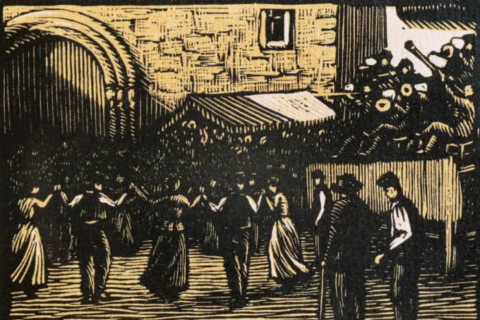 Framed Print : Lena (1899). Sardanas dancing with the cobla in a village s Framed Print : Lena (1899). Sardanas dancing with the cobla in a village s
