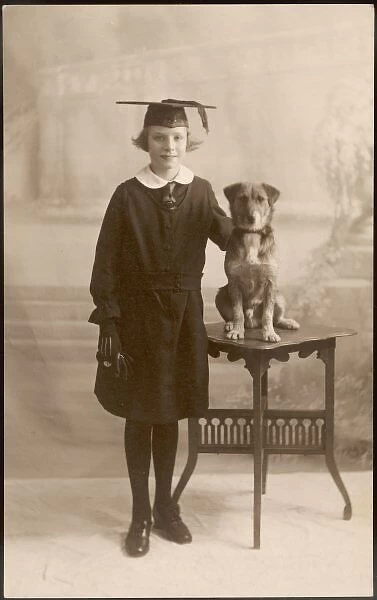 Lena and Dog 1923. Lena - evidently a studious young lady - poses with her dog