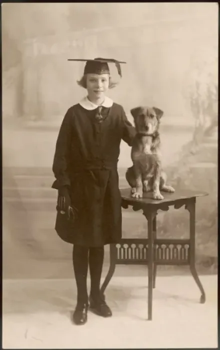 Framed Print : Lena and Dog 1923 Framed Print : Lena and Dog 1923