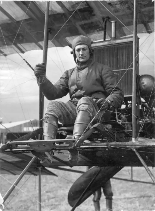 Framed Print : Leon Chouret on his Farman Biplane Framed Print : Leon Chouret on his Farman Biplane