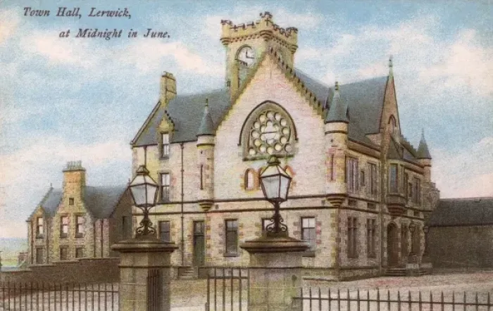 Framed Print : Lerwick, Scotland - The Town Hall in the midnight sun Framed Print : Lerwick, Scotland - The Town Hall in the midnight sun