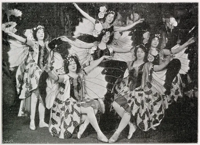 Framed Print : Les Papillons at the Empire, presented by Gene as Vanessa Imperialis, the Butterfly Queen. Date: 1901 Framed Print : Les Papillons at the Empire, presented by Gene as Vanessa Imperialis, the Butterfly Queen. Date: 1901