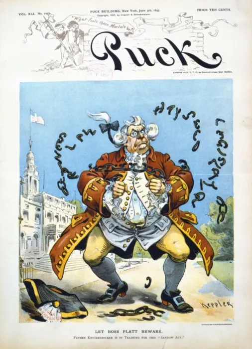 Framed Print : Let Boss Platt beware - Father Knickerbocker is in training Framed Print : Let Boss Platt beware - Father Knickerbocker is in training