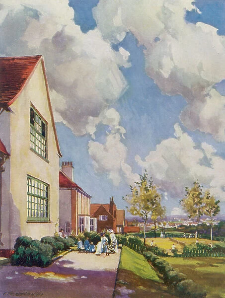 Letchworth Garden City, Hertfordshire, England : houses near Norton Common. Date: 1913
