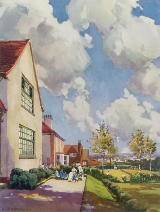 Framed Print : Letchworth Garden City, Hertfordshire, England : houses near Norton Common. Date: 1913 Framed Print : Letchworth Garden City, Hertfordshire, England : houses near Norton Common. Date: 1913