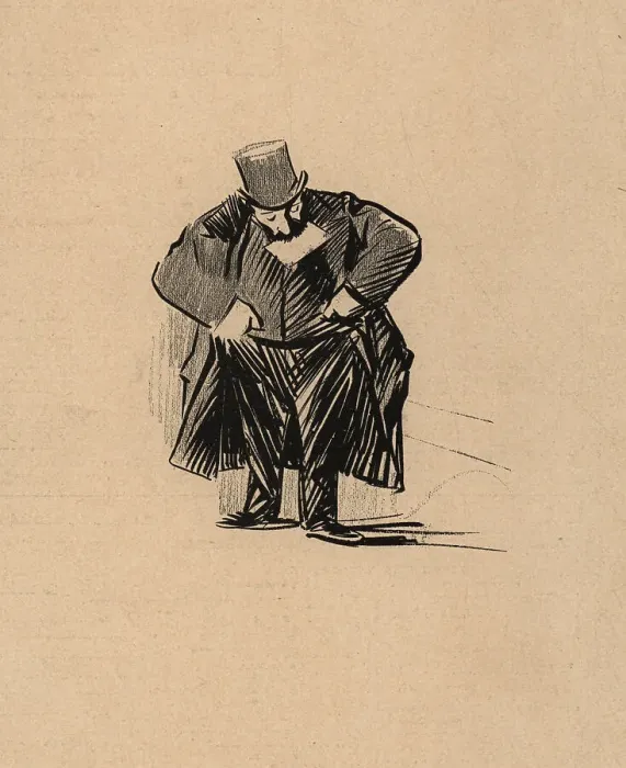 Framed Print : A Letter. A back cover sketch showing a large gentleman with his hands in his pockets Framed Print : A Letter. A back cover sketch showing a large gentleman with his hands in his pockets