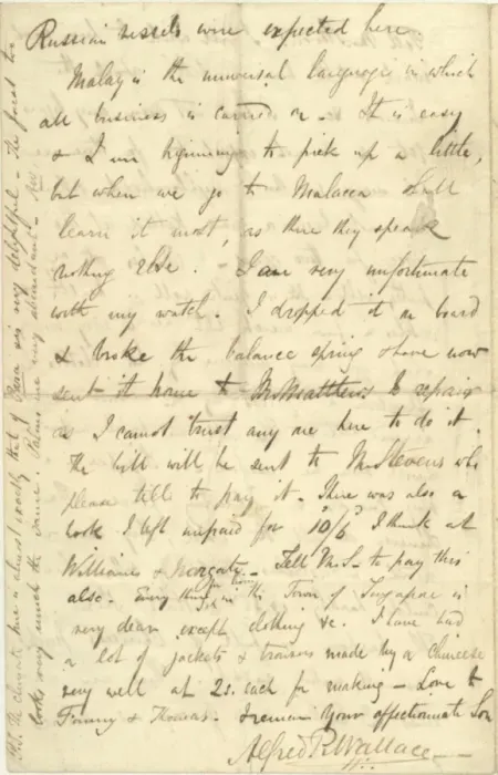Framed Print : Letter from A. R. Wallace to his mother, 30 April 1854 Framed Print : Letter from A. R. Wallace to his mother, 30 April 1854