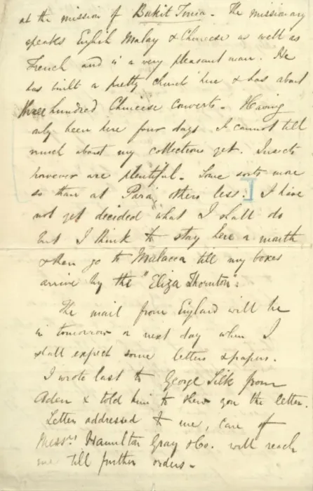 Framed Print : Letter from A. R. Wallace to his mother, 30 April 1854 Framed Print : Letter from A. R. Wallace to his mother, 30 April 1854