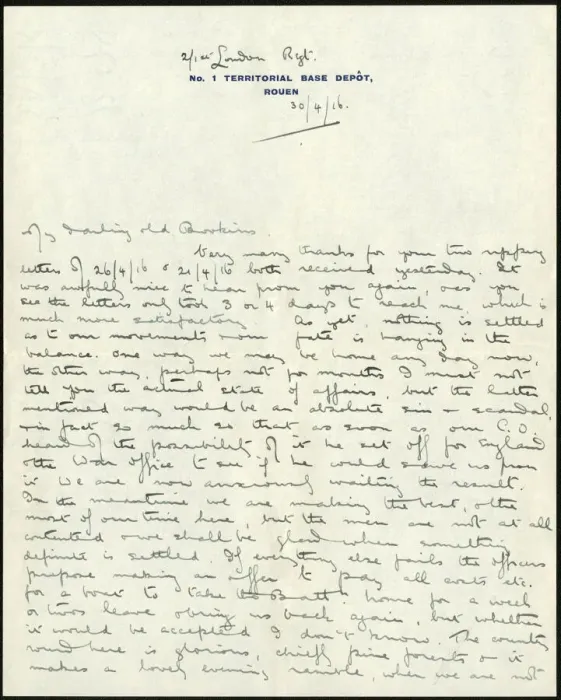 Framed Print : Letter from Albert Auerbach from Rouen, France, WW1 Framed Print : Letter from Albert Auerbach from Rouen, France, WW1