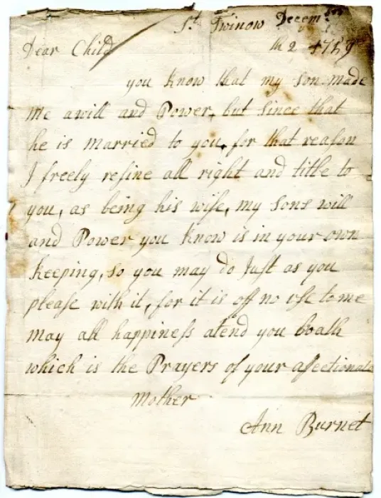 Framed Print : Letter from Ann Burnet Framed Print : Letter from Ann Burnet