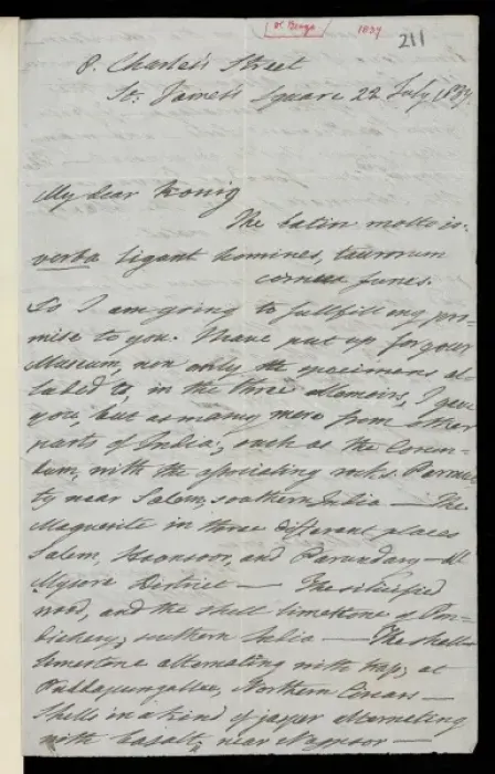 Framed Print : Letter from Dr Benza to Charles Konig, 1837 Framed Print : Letter from Dr Benza to Charles Konig, 1837