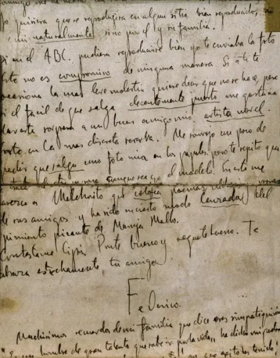 Framed Print : Letter from Federico Garc Framed Print : Letter from Federico Garc