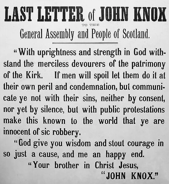 Last letter of John knox