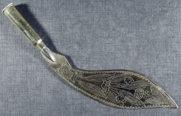 Framed Print : Letter opener Engraved with leaves  /  kukhri