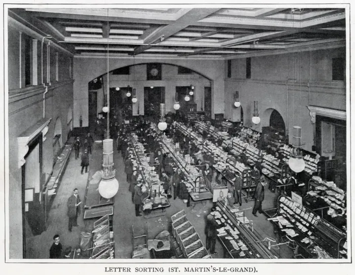Framed Print : Letter sorting office at the General Post Office - St Martin s-le-Grand, London Framed Print : Letter sorting office at the General Post Office - St Martin s-le-Grand, London