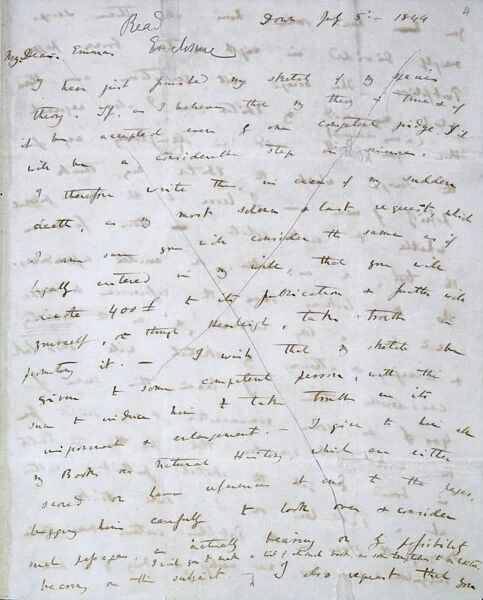 Letter written by Charles Darwin to Emma