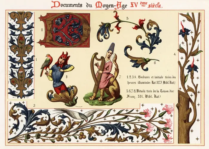 Framed Print : Letters and figures from Heures de Charles d'Angoulême Framed Print : Letters and figures from Heures de Charles d'Angoulême