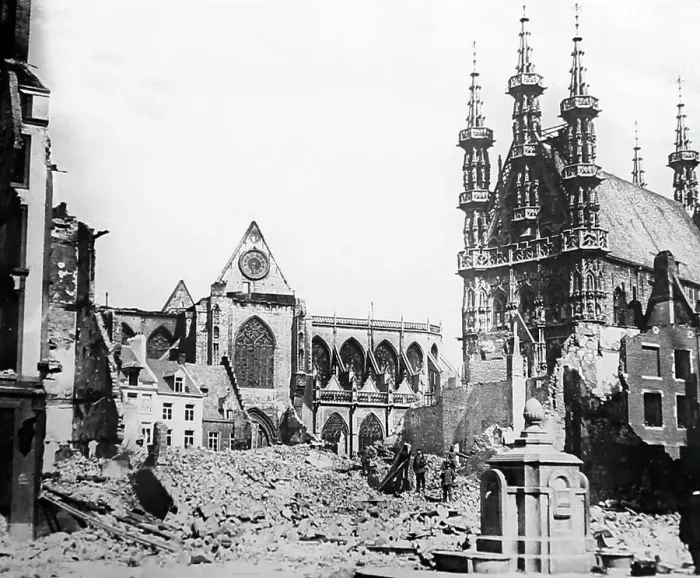 Framed Print : Leuven Cathedral ruins in WW1 Framed Print : Leuven Cathedral ruins in WW1