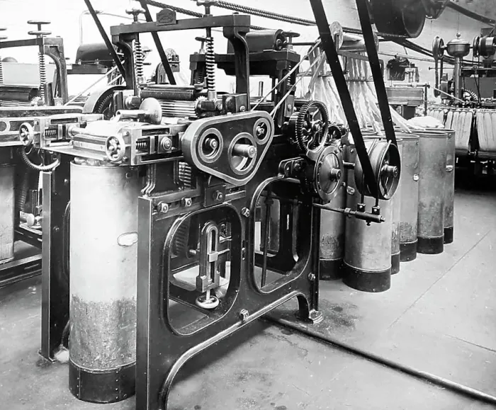 Framed Print : Levelling machine in a woollen mill in Bradford Framed Print : Levelling machine in a woollen mill in Bradford