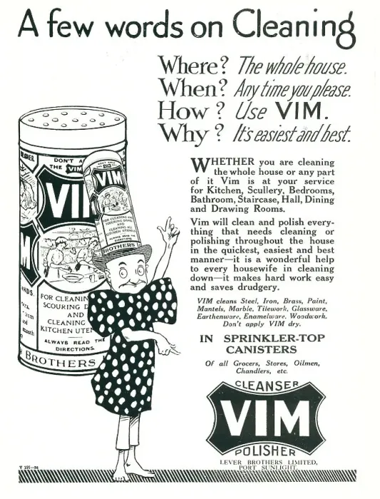 Framed Print : Lever Brothers Vim Advertisement Framed Print : Lever Brothers Vim Advertisement