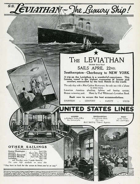 Leviathan luxury American ship 1924