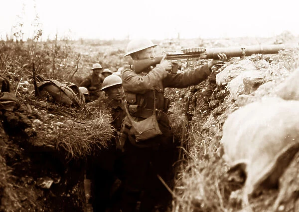 Lewis gun near Ovillers, July 1916, Battle of the Somme
