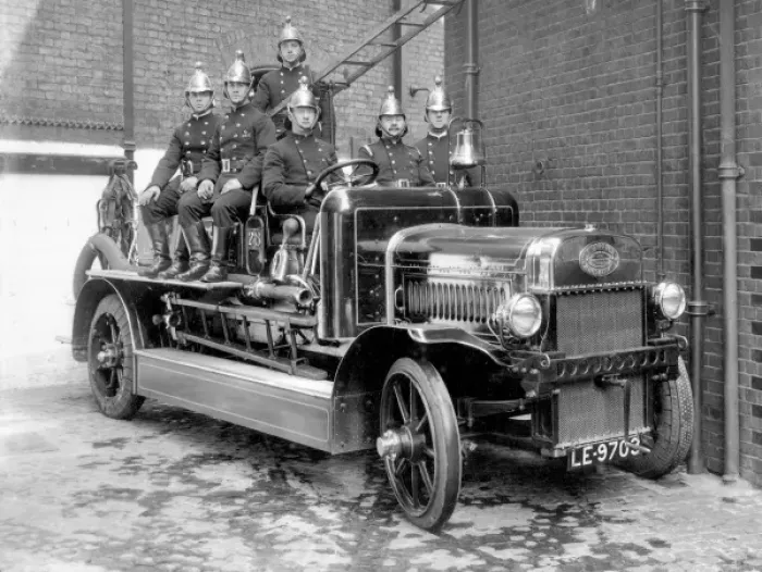 Framed Print : Leyland motor pump and crew Framed Print : Leyland motor pump and crew