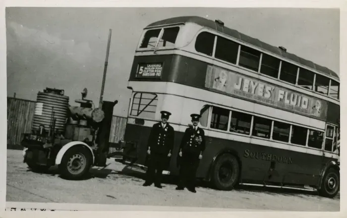 Framed Print : Leyland Vintage Bus with Producer Gas Trailer WW2 Framed Print : Leyland Vintage Bus with Producer Gas Trailer WW2