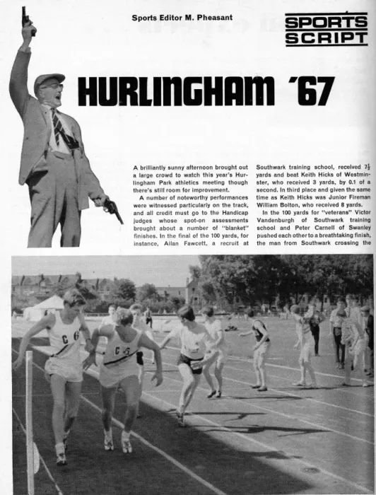 Framed Print : LFB firefighters in athletics event at Hurlingham