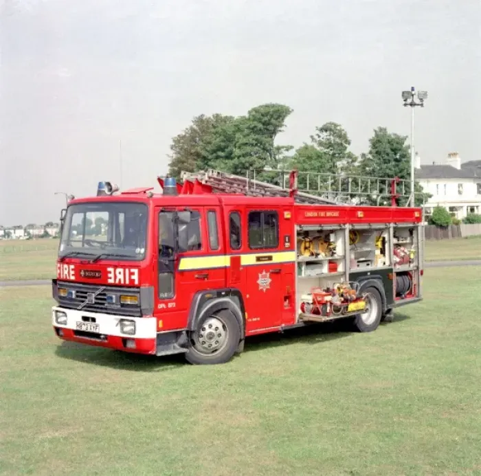 Framed Print : LFDCA-LFB Volvo dual purpose diesel pump ladder Framed Print : LFDCA-LFB Volvo dual purpose diesel pump ladder