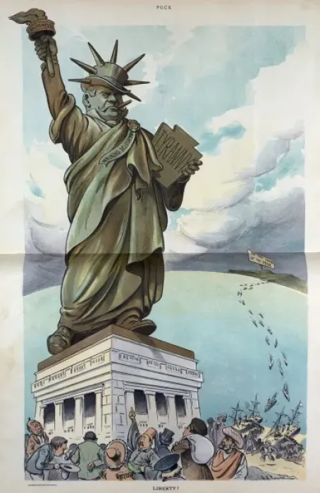 Framed Print : Liberty?. Illustration shows a caricature of the Statue of Liberty where Framed Print : Liberty?. Illustration shows a caricature of the Statue of Liberty where