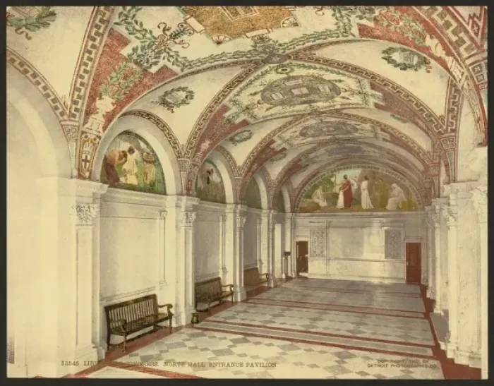 Framed Print : Library of Congress, north hall, entrance pavillion Framed Print : Library of Congress, north hall, entrance pavillion