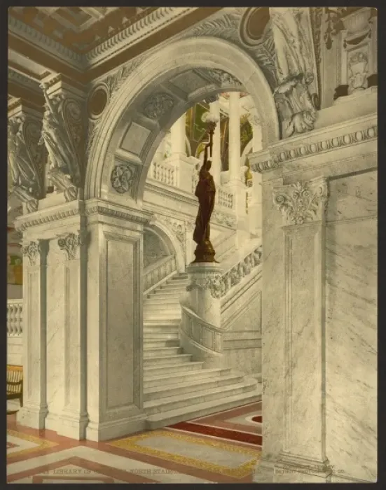 Framed Print : Library of Congress, north staircase, central stair hall Framed Print : Library of Congress, north staircase, central stair hall